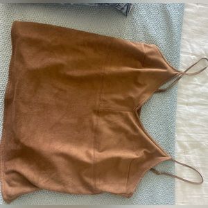 Abercrombie top Size S; Brown, suede color. Super cute,, worn once!